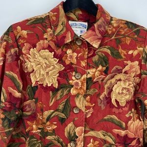 Gotcha Covered Vintage Denim Jacket‎ Womens M - Floral design